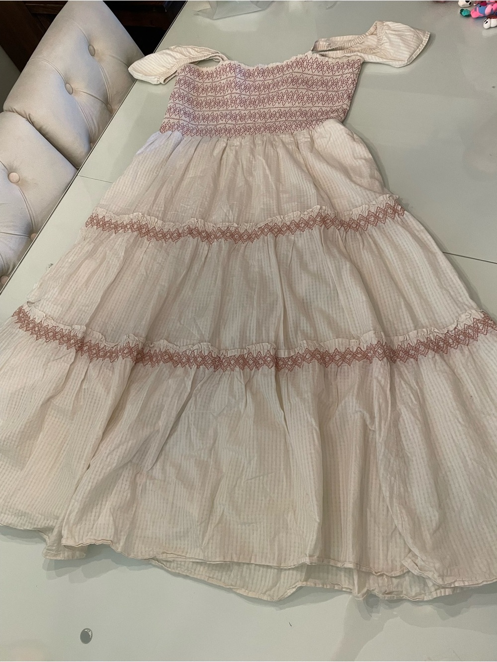 Madewell Cream Maxi Dress with Pink Trim